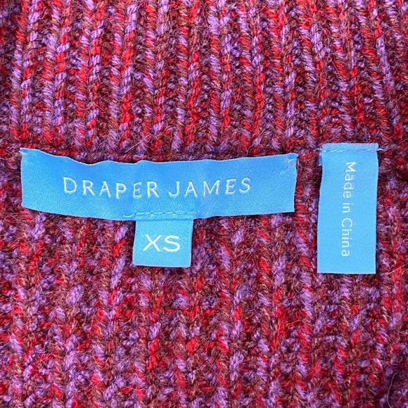 Draper James Sweater Jacket Womens XS Marled Red Purple Long Cardigan Turtleneck - Picture 6 of 11